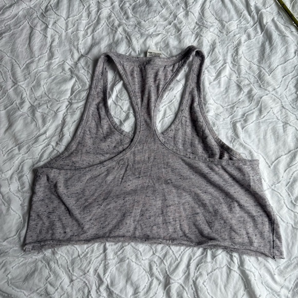 PINK Victoria's Secret Gray Racerback Crop Tank Top Heathered Grey - Picture 6 of 6